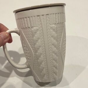 Textured White Stoneware Mug & Infuser